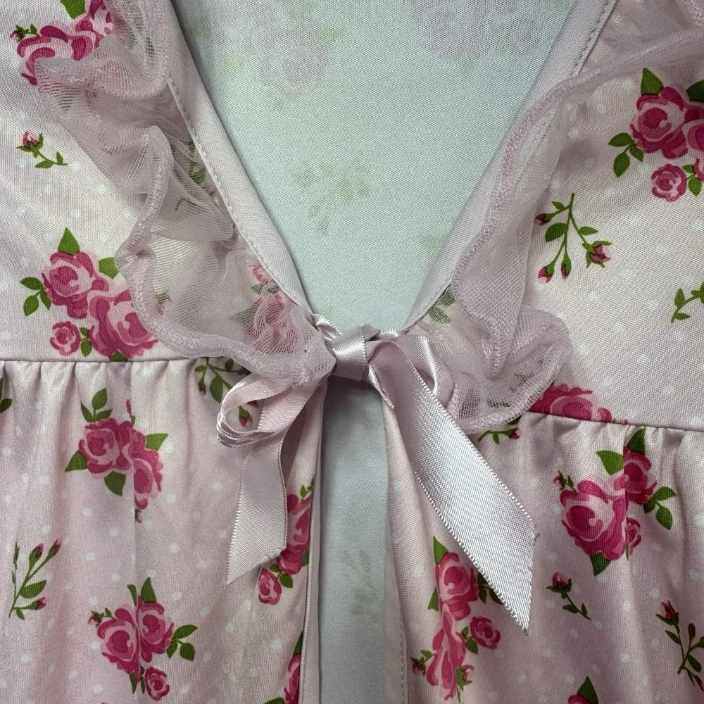 Dollie & Me Robe Girls Size 7 Nightgown Pajama Dress Ruffles Flowers Floral Bow